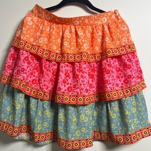 Floral Tiered Skirt - Orange, Pink, Blue
